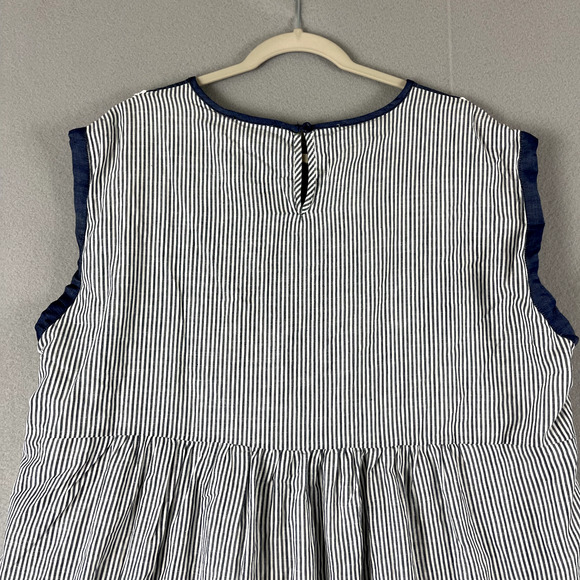 Savanna Jane Embroidered Tunic Top Women 1X Blue Floral Striped Boho Cottage NEW - Picture 13 of 16